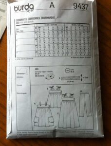 Sewing pattern Back