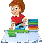 Cartoon lady ironing